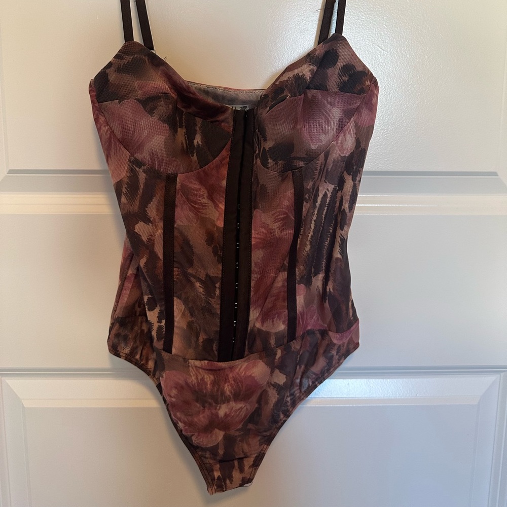 Free People Floral Mesh Bodysuit